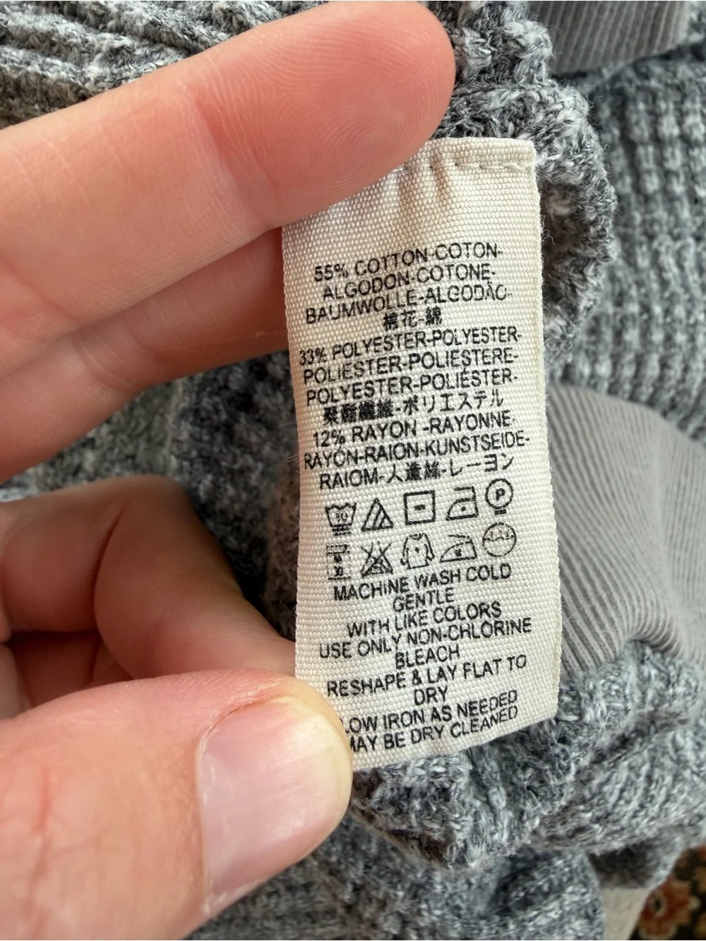 We The Free Oversized Thermal Tunic Womens Small Inside out seams Heathered Gray